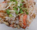 焼いた鮭とキノコのバター醤油炒めご飯作り方10写真