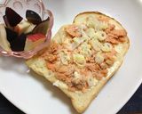鮭フレネギ粉チーズトースト作り方3写真