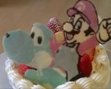 誕生日ケーキ～チョコプレート～マリオ作り方2写真