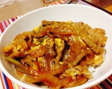 簡単！トロトロ卵と油揚げの豚丼作り方6写真