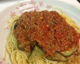 茄子と海老のミートソースパスタ作り方6写真
