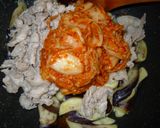 ✿豚バラとナスの豚キムチマヨがけ丼✿作り方5写真