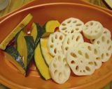 豚巻き 照り焼き【南瓜レンコン油揚げ】作り方1写真
