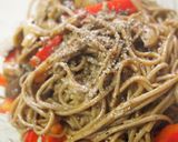 ラー油とめんつゆで♪濃厚ピリ辛そばパスタ作り方4写真