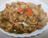 本つゆで白菜と豚肉のあんかけ丼作り方13写真