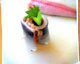レンジで酒蒸し☆さんまの梅しそロール作り方4写真