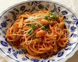 海老とエリンギの濃厚トマトクリームパスタ作り方6写真