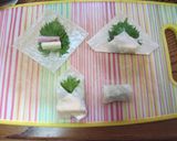 ワンタンの皮でハムチーズ大葉春巻き☆作り方2写真