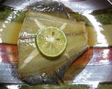 麺つゆ　カレイの煮付けすだち添え　どすぇ作り方6写真