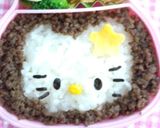 いつものそぼろでキティのお弁当☆作り方3写真