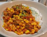 豚肉とトマトの簡単カレー炒め丼!作り方7写真
