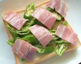 しし唐とベーコンのカレー風味トースト作り方3写真