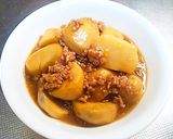 万能醤油だれで~ 里芋のそぼろ煮作り方5写真