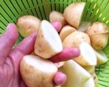 無水鍋でいもとお肉の甘辛煮作り方1写真