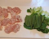鶏むね肉とチンゲン菜の塩昆布炒め作り方1写真