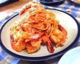 ④海老のトマトクリームパスタ作り方6写真