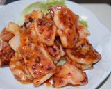 一夜干しイカのチリソース煮作り方7写真