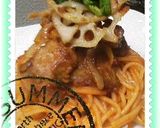 ＊カリカリ蓮根とゴロゴロポークのパスタ＊作り方10写真