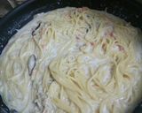 鮭フレークときのこのクリームパスタ作り方4写真
