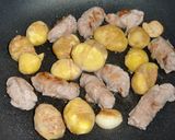 栗とクルクル豚肉の甘辛炒め作り方4写真