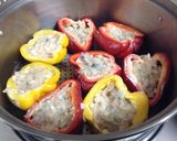パプリカの鶏肉エビづめ作り方5写真