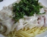 あけびとバジルのクリームパスタ作り方11写真