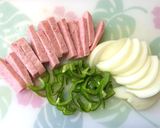 鉄板スパゲティ!たまごをひいたナポリタン作り方1写真