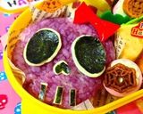 キャラ弁☆ハロウィン紫スカル作り方2写真