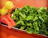 蕪の葉と明太子の炒め♪作り方1写真
