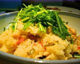 水菜のせ炊き込みご飯作り方3写真