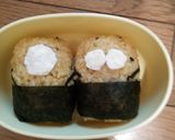 キャラ弁★ミニオンのおにぎり★のりたま味作り方3写真