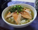 炙りサーモンの極抹茶だし茶漬け作り方3写真