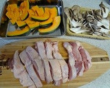 かぼちゃとチキンと舞茸のソテー作り方1写真