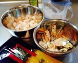 パーナ貝とエビの大葉ジェノベーゼ・パスタ作り方1写真
