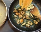 パーナ貝とエビの大葉ジェノベーゼ・パスタ作り方6写真