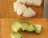 わさび味！アボカドと長芋の海苔の佃煮和え作り方1写真