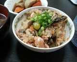 もちもち！鮭と舞茸の炊き込みおこわ作り方5写真