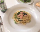 サーモンの極抹茶だし豆乳クリームパスタ作り方5写真