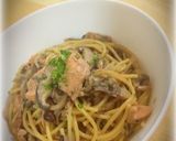 きのこと秋鮭のクリーミーパスタ☆ウニ風味作り方7写真