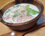 夜の夢活♡ミルクとレタスのほっとスープ♪作り方6写真