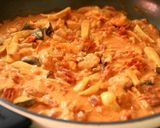 秋鮭ときのこのトマトクリームパスタ作り方5写真