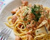 秋鮭ときのこのトマトクリームパスタ作り方7写真
