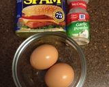 簡単朝食 スパム入りスクランブルエッグ作り方1写真