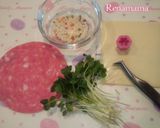 デコおかず♪ハムとかいわれで花束作り方1写真