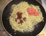 タラコと梅の和風パスタ作り方3写真