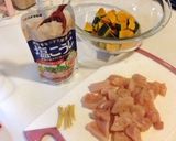 和風☆かぼちゃと鶏肉の塩麹パスタ♡作り方1写真