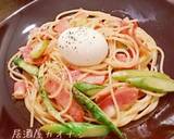 ベーコンとアスパラのパスタ 温玉のせ作り方6写真