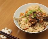 牛蒡とさんまの蒲焼の釜飯作り方5写真