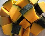 かぼちゃと小松菜の味噌汁作り方1写真