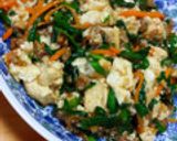 超簡単☆とろ～り♡豆腐のニラひき肉炒め作り方3写真